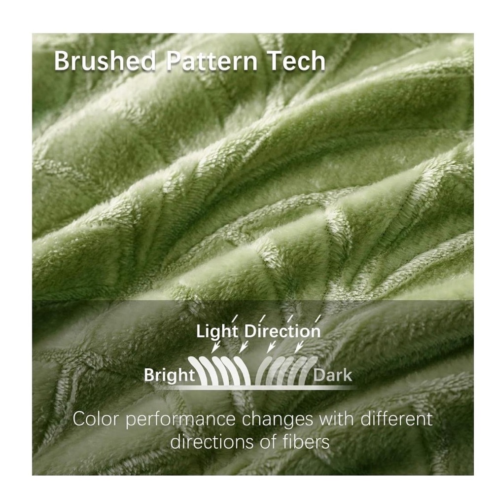 Green Leaf Pattern Throw Blanket - Picture 3 of 7